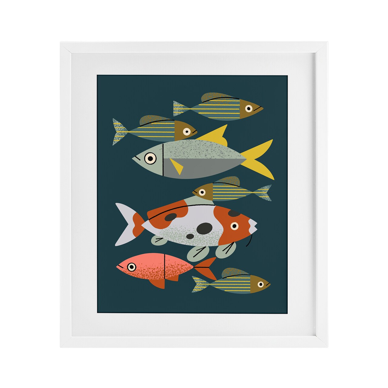 Stupell Industries Midcentury Pond Fishes Framed Print Under Glass, design by Renea L. Thull